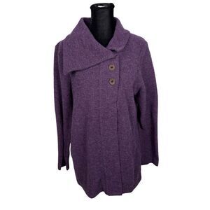 Ibex Reese 3 Button Purple Merino Wool Cardigan - Women’s L